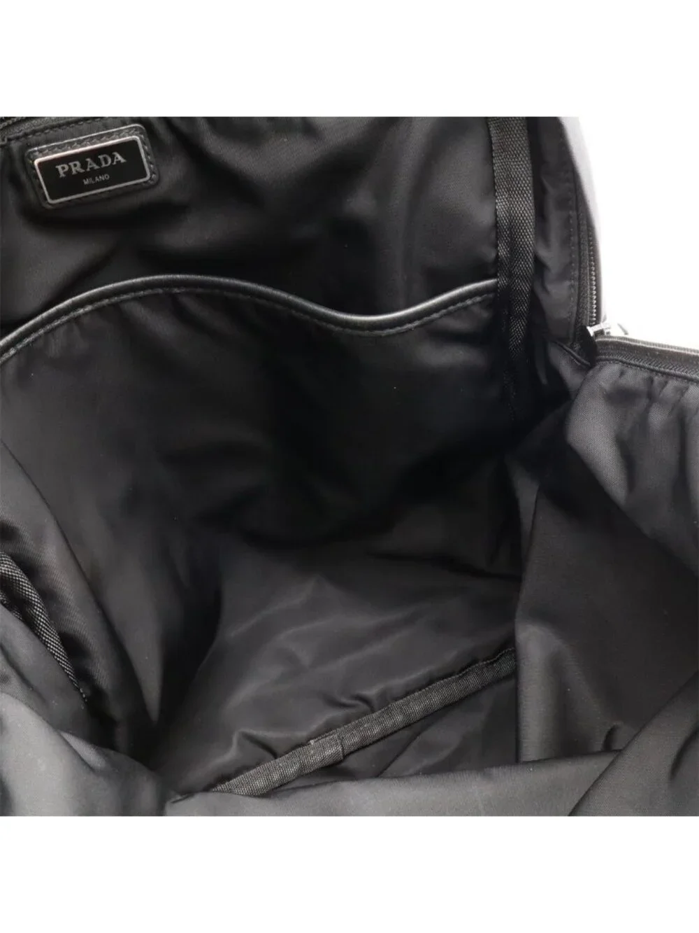 Prada Backpack Nylon Leather Nero Black Silver